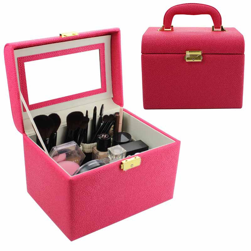 Cosmetic Storage Box Dustproof PU Leather Large Capacity Creative