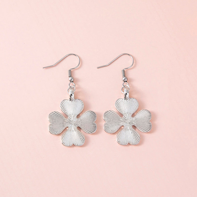 Enamel Four Leaf Clover Pendant Earrings For Women