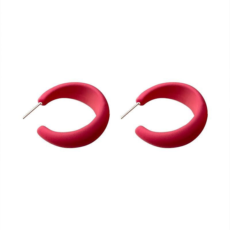 Candy Color Versatile C-shaped Earrings Exaggerated Studs For Women