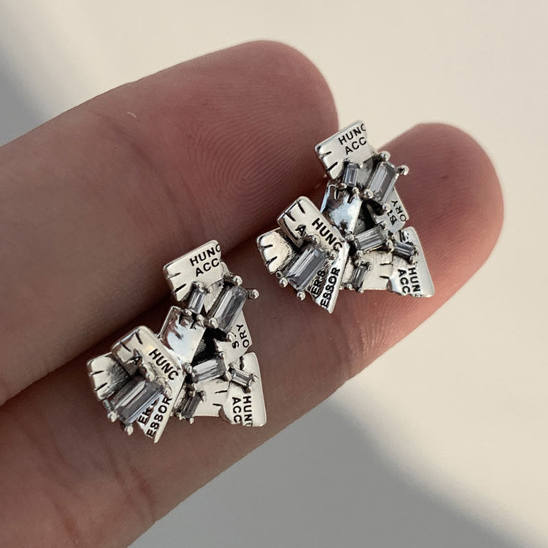 925 Silver Personality Lava Stud Earrings For Women