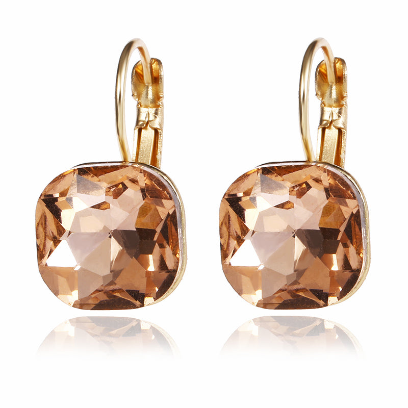 Fashion Gold Color Earring For Women Crystal Cubic Zirconia Stud Earrings