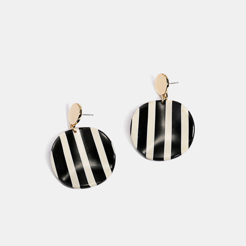 Black And White Striped Resin Acetate Earrings Women Earrings