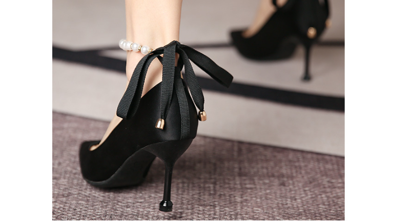 Women's Stiletto Heel Pearl Bow High Heels