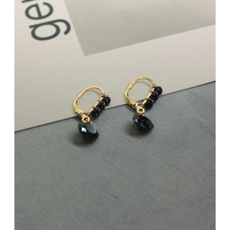 Black Spinel Zircon Stud Earrings For Women