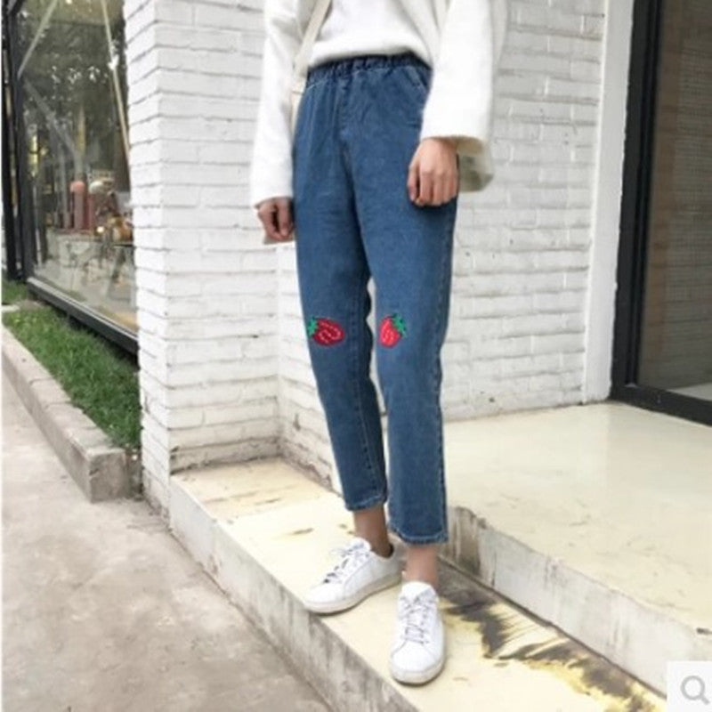 Embroidered loose harem pants