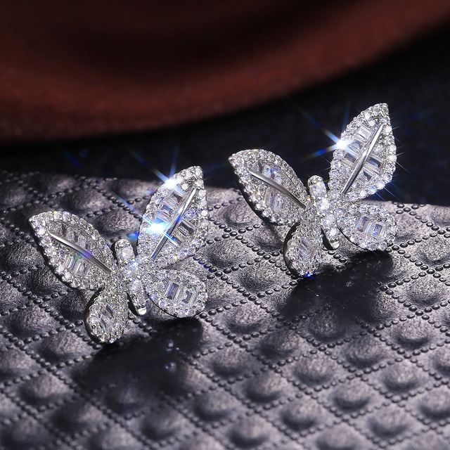 Butterfly earrings diamond earrings women