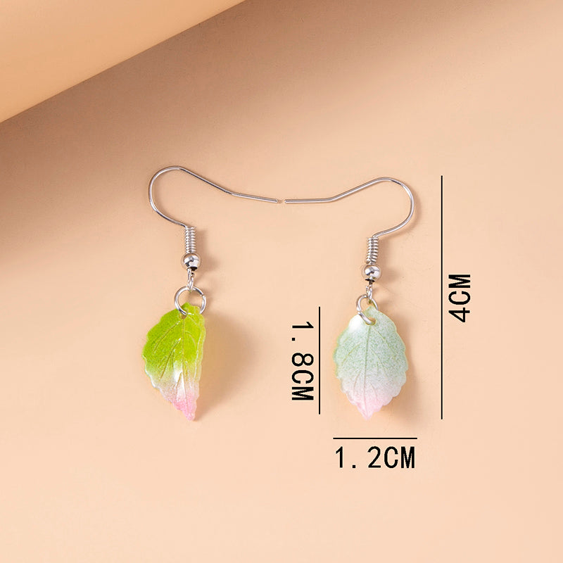 Boho Yellow Green Leaves Pendant Earrings For Women Girls Gifts