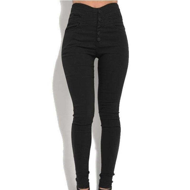 Explosive Button Sexy Bottoming Women's Trousers Stretch Pants