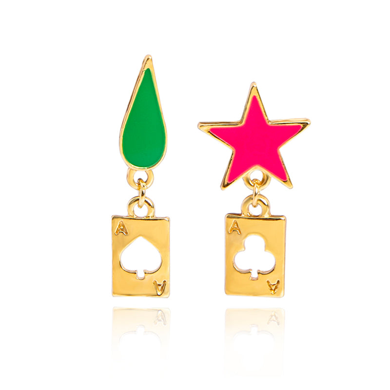 Anime HUNTER X HUNTER Hisoka Earrings Star Teardrop Poker Heart Pendant Earrings For Women