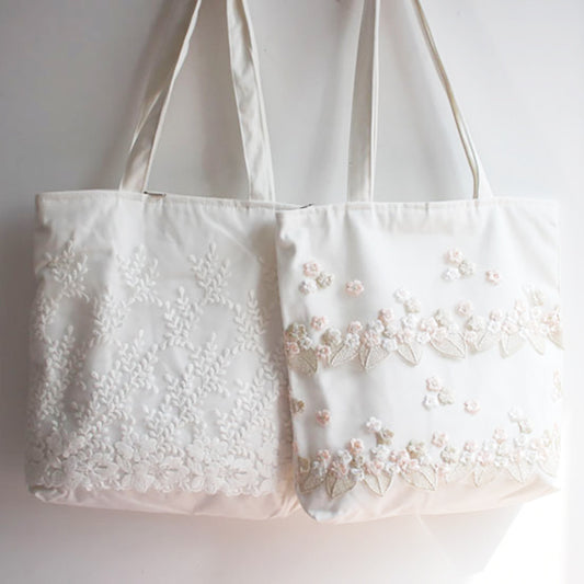 Women's Embroidered Lace Canvas Bag Preppy Style