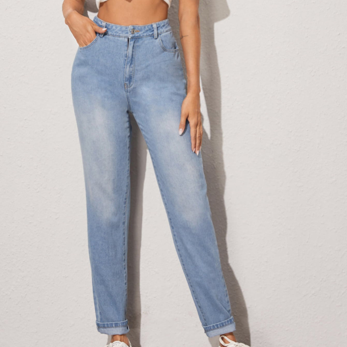 Women's European And American Ins Fashion Retro High-waisted Denim Straight Trousers