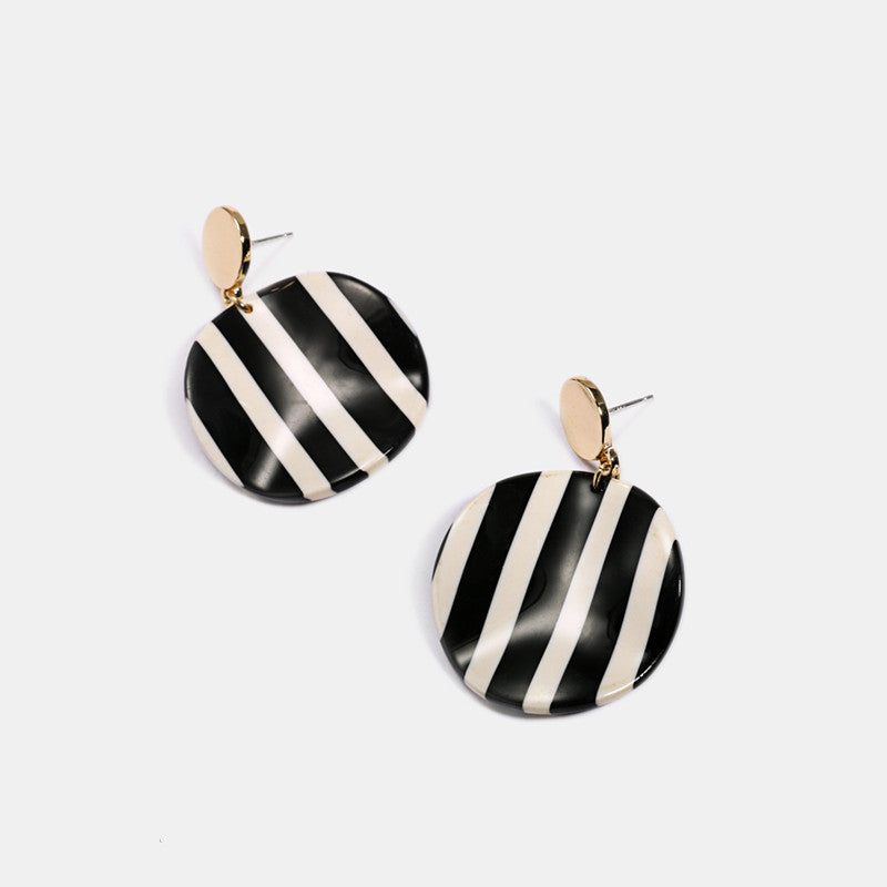 Black And White Striped Resin Acetate Earrings Women Earrings