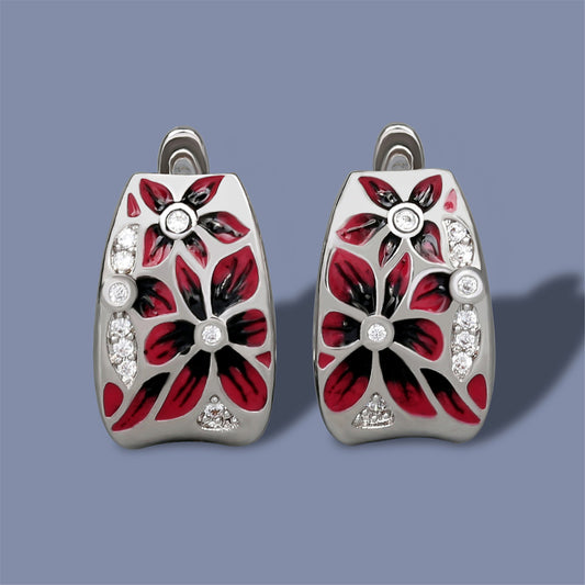 Enamel Flower Micro Inlay Zircon Epoxy Stud Earrings For Women