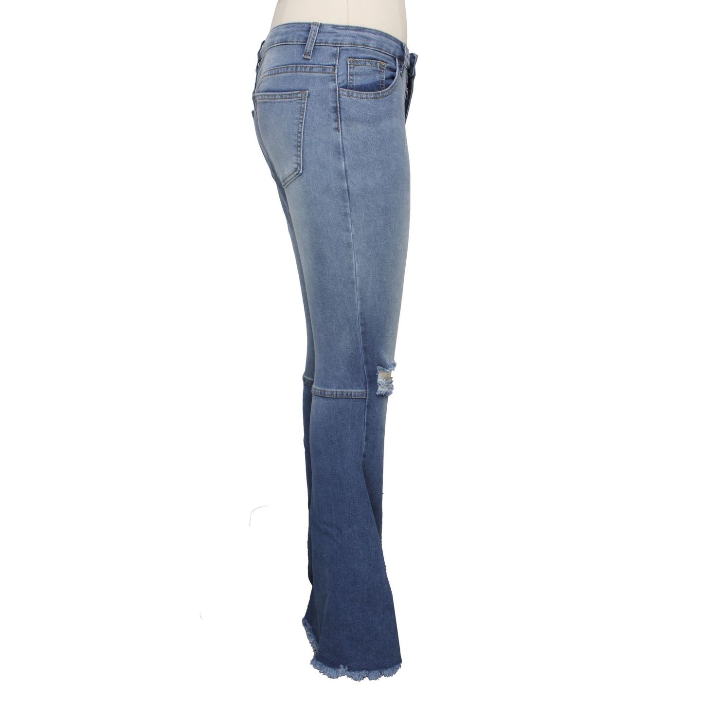 European And American Wide Leg Jeans With Holes In The Knee