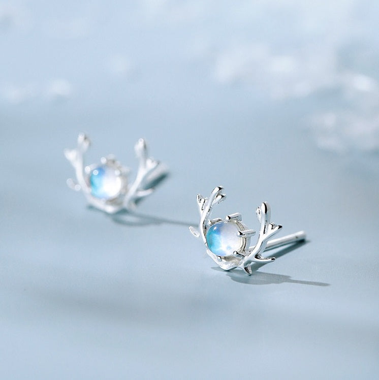 925 Sterling Silver Elk Stud Earrings For Women