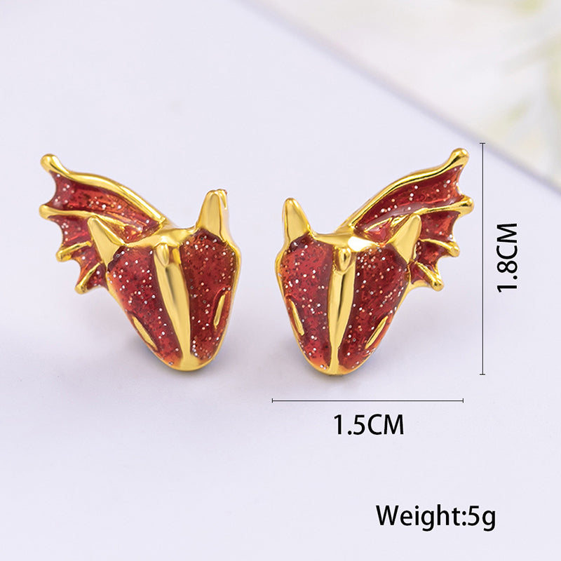 Boho Dragon Dinosaur Stud Earrings For Women Girls