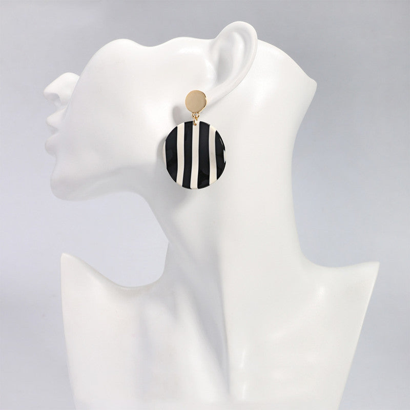 Black And White Striped Resin Acetate Earrings Women Earrings