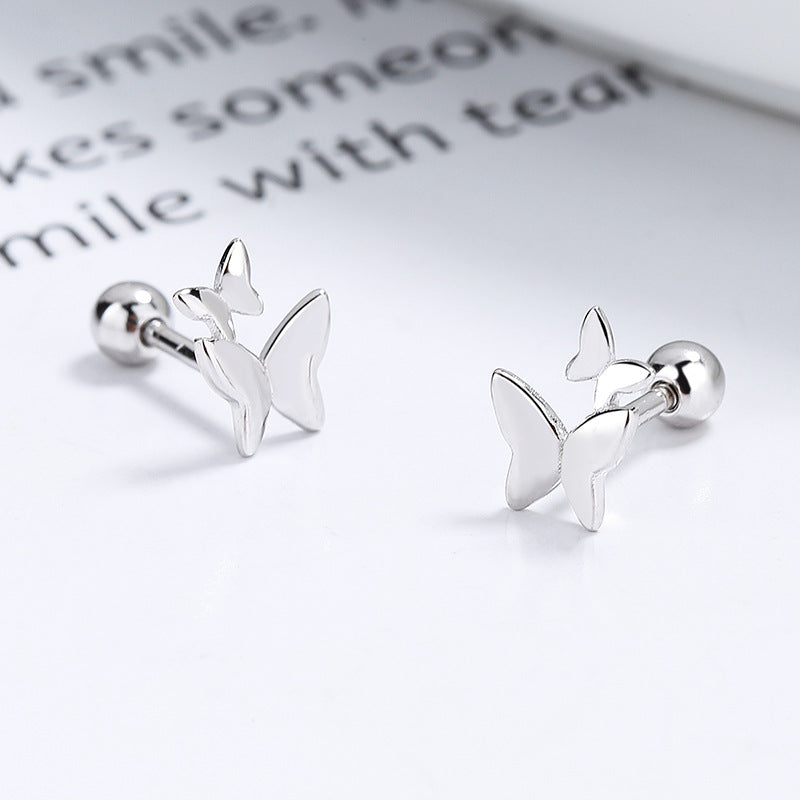 925 Sterling Silver Butterfly Thread Stud Earrings For Women