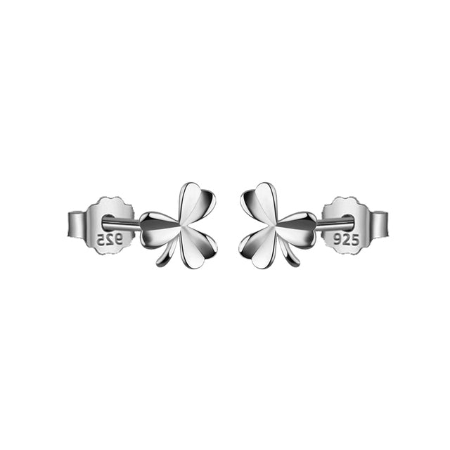 925 Sterling Silver Clover Stud Earrings For Women