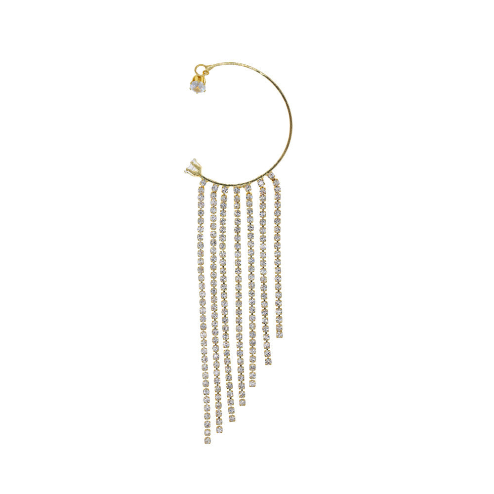 Back Hanging Tassel Earrings With Diamonds For Women