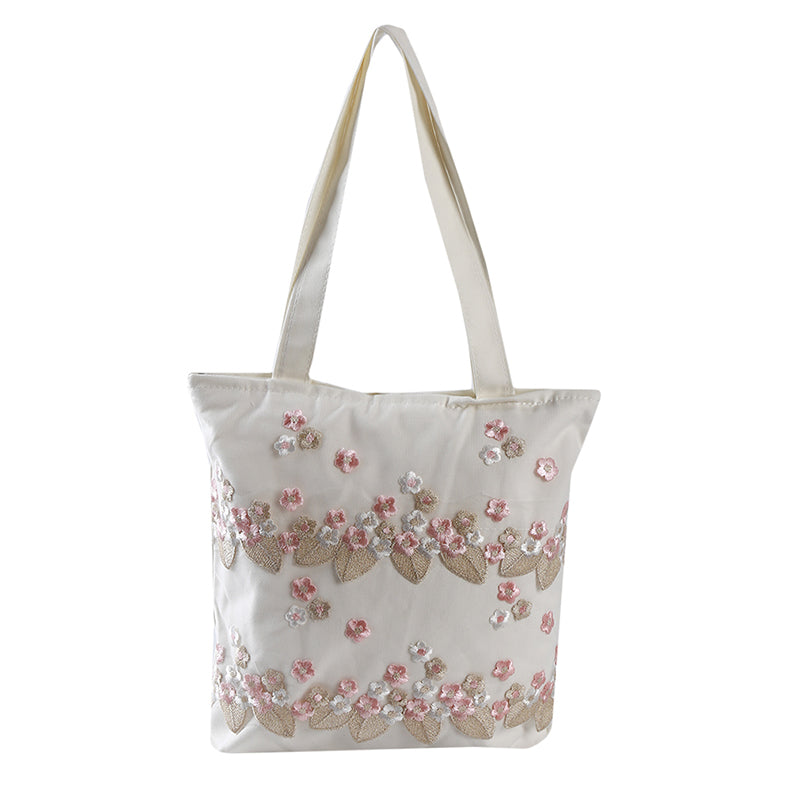 Women's Embroidered Lace Canvas Bag Preppy Style