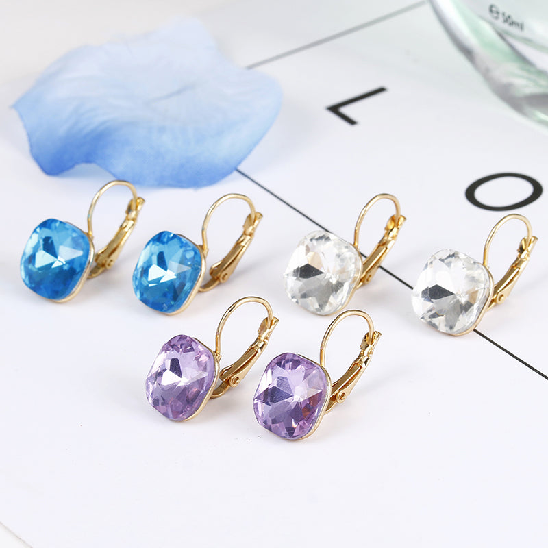 Fashion Gold Color Earring For Women Crystal Cubic Zirconia Stud Earrings