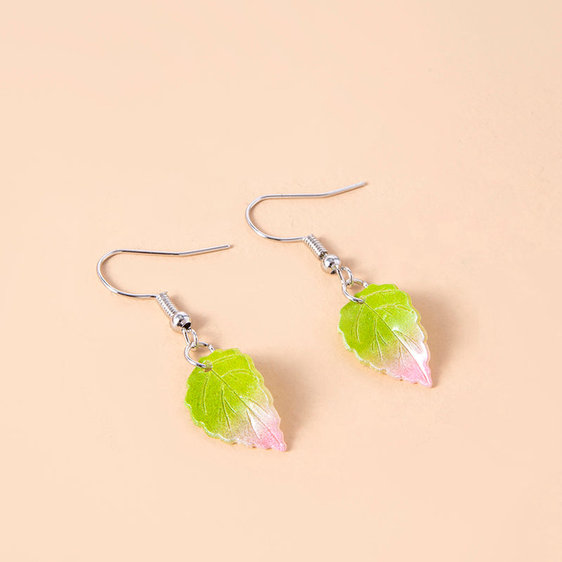 Boho Yellow Green Leaves Pendant Earrings For Women Girls Gifts