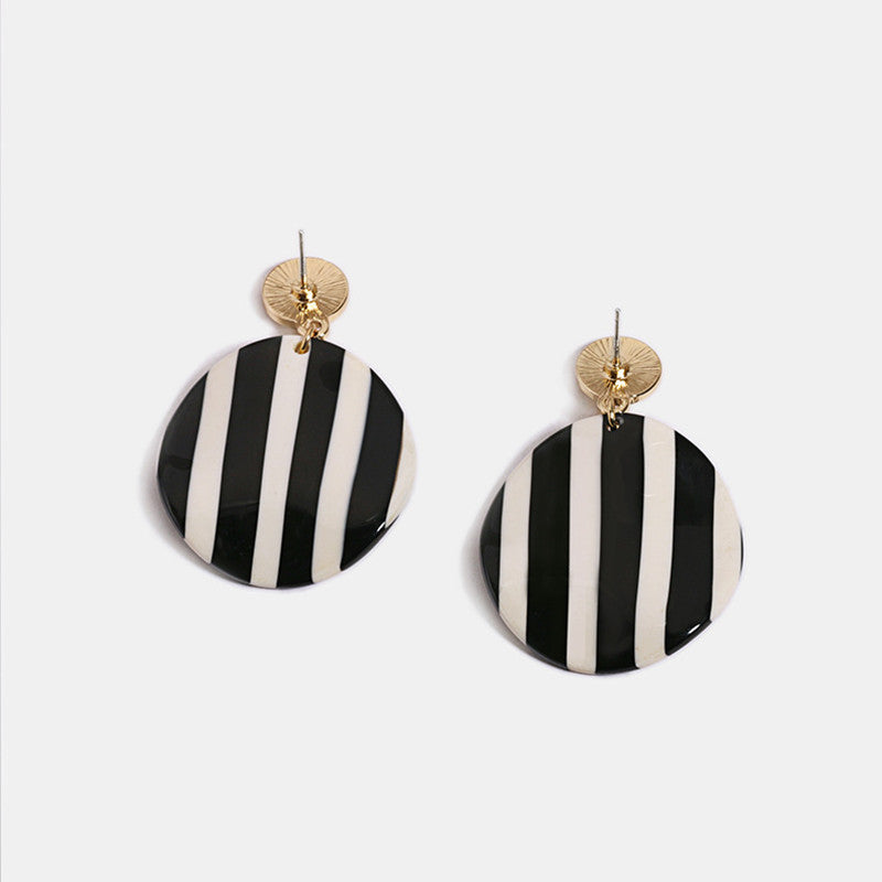 Black And White Striped Resin Acetate Earrings Women Earrings