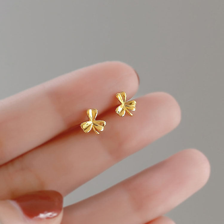 925 Sterling Silver Clover Stud Earrings For Women