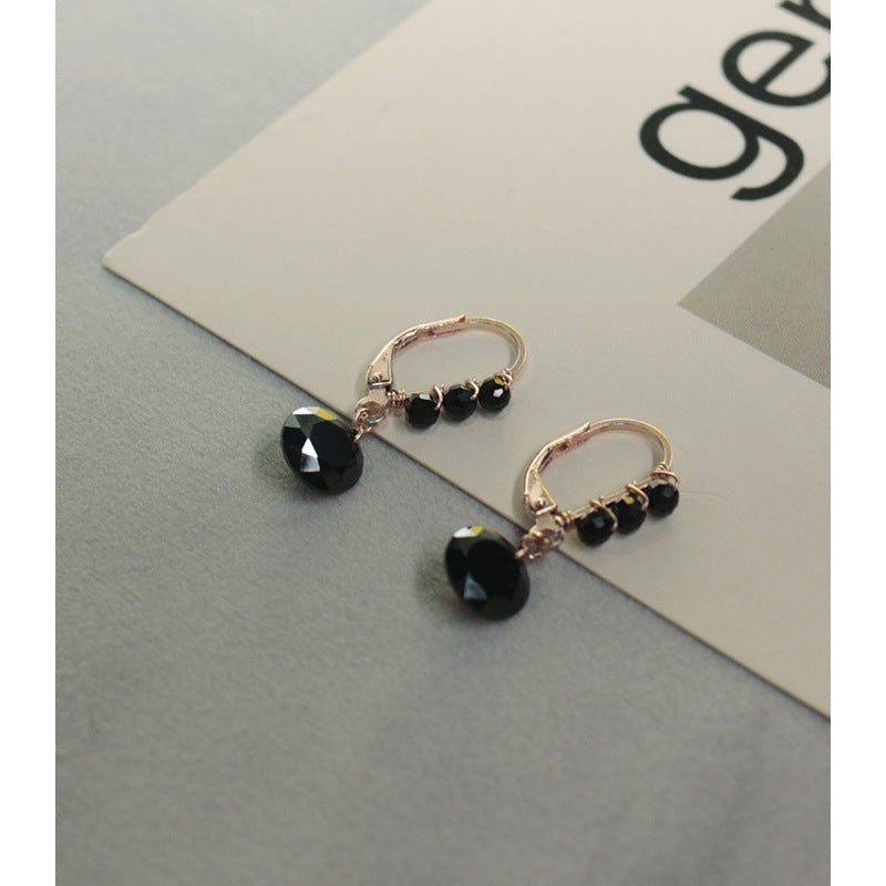 Black Spinel Zircon Stud Earrings For Women