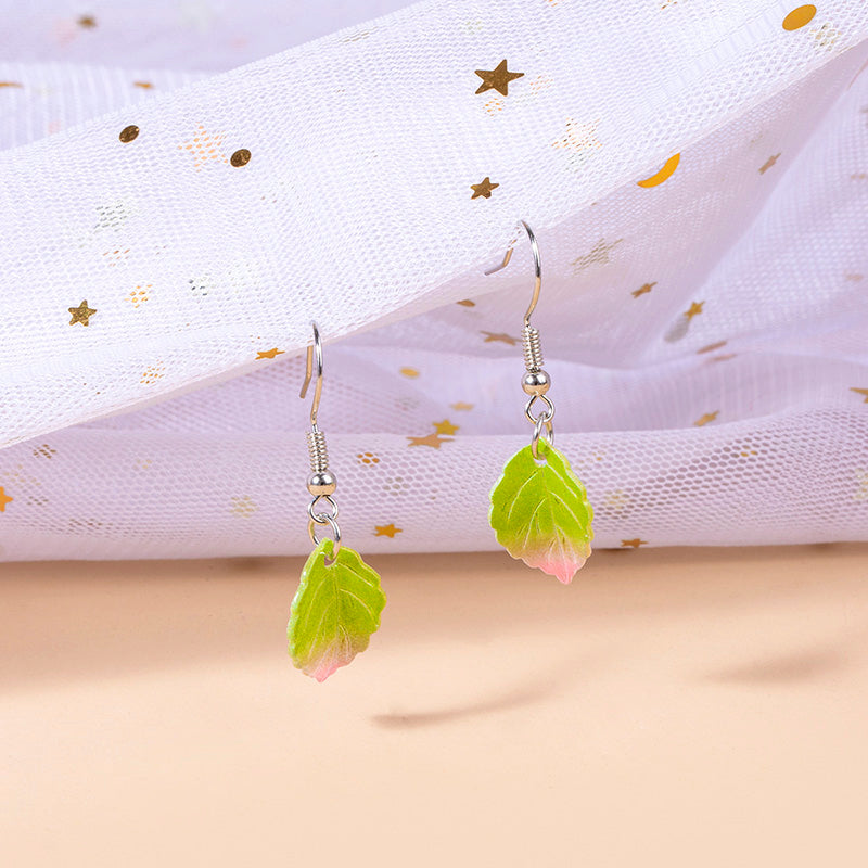 Boho Yellow Green Leaves Pendant Earrings For Women Girls Gifts