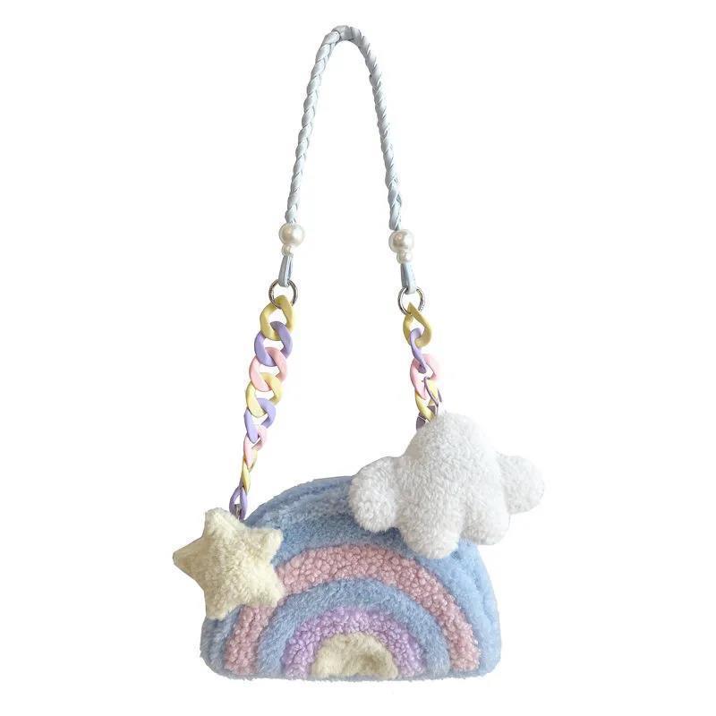 Women's Rainbow Plush Bag Messenger