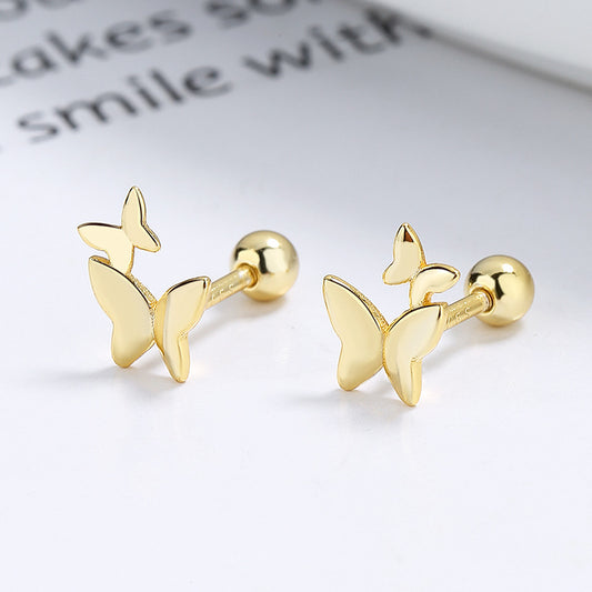 925 Sterling Silver Butterfly Thread Stud Earrings For Women