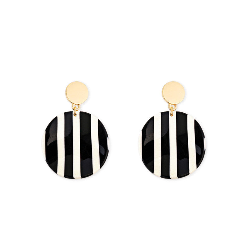 Black And White Striped Resin Acetate Earrings Women Earrings