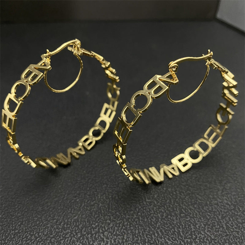 Creative Personalized Letter Circle Earring Earrings For Women