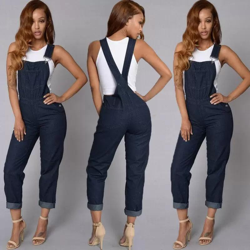 Women's New Fashion Casual Denim Jumpsuit Looks Thin