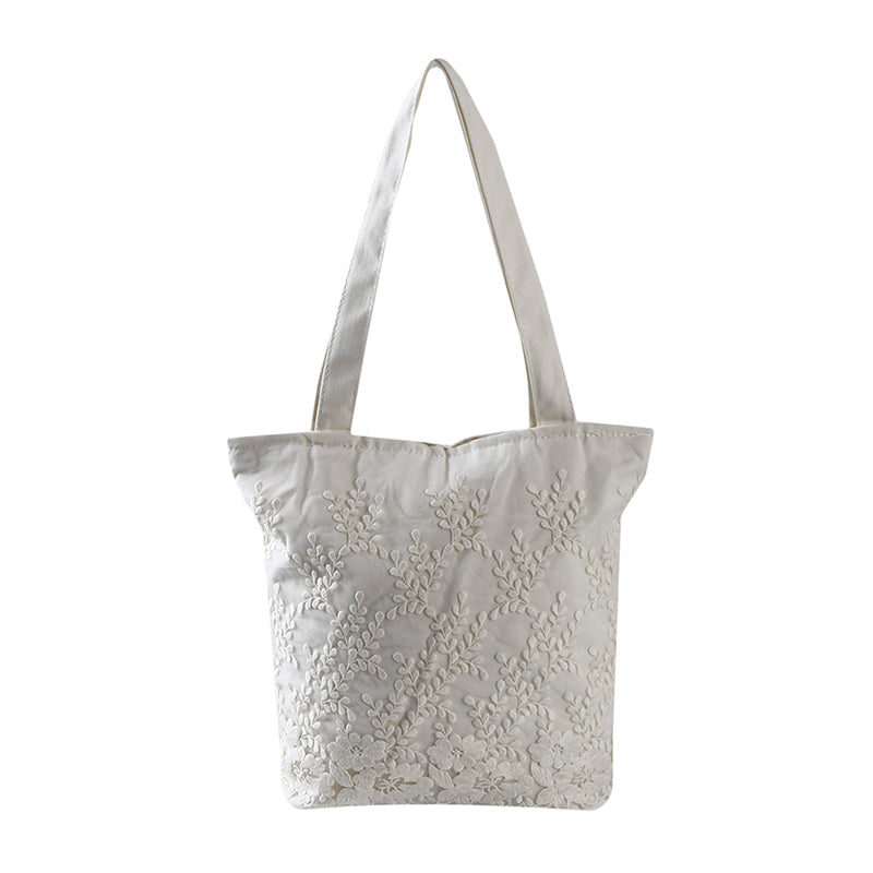 Women's Embroidered Lace Canvas Bag Preppy Style