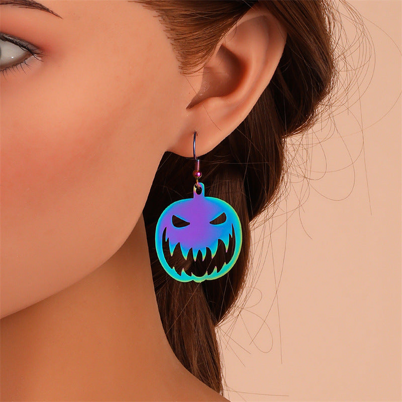 Alloy Cross Pumpkin Head Ice Man Earrings For Women