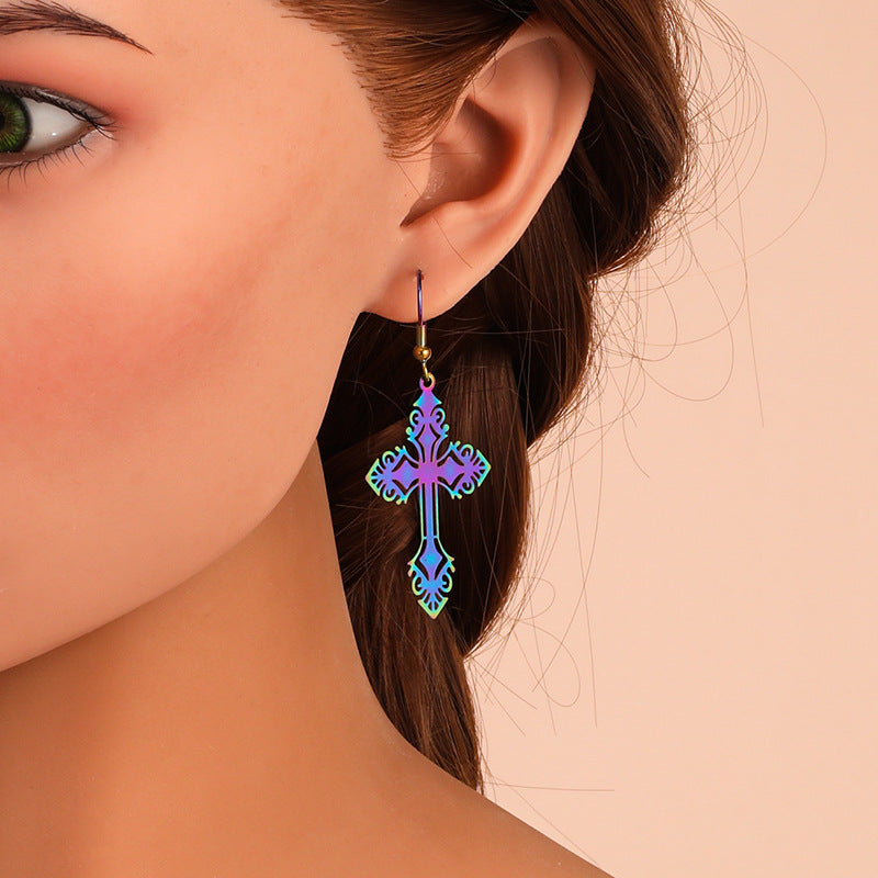 Alloy Cross Pumpkin Head Ice Man Earrings For Women