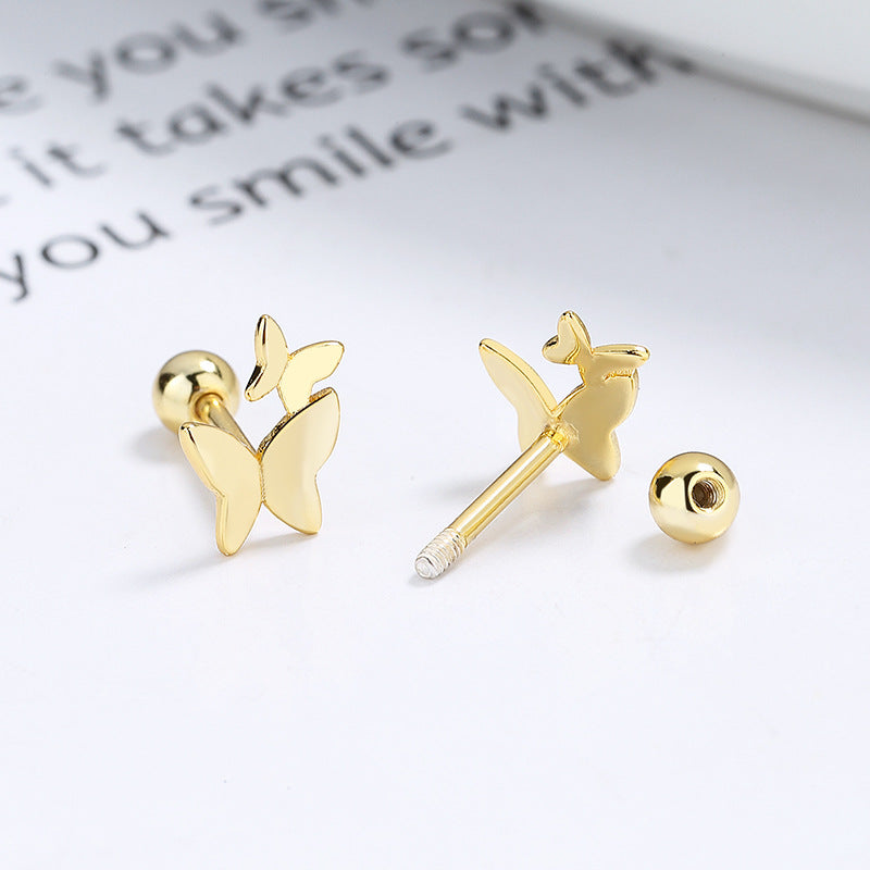 925 Sterling Silver Butterfly Thread Stud Earrings For Women