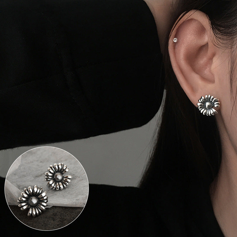 925 Silver Personality Lava Stud Earrings For Women