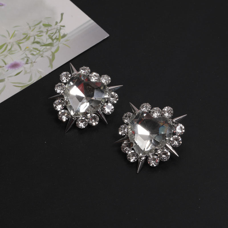 925 Silver Needle Heart Stud Earrings For Women