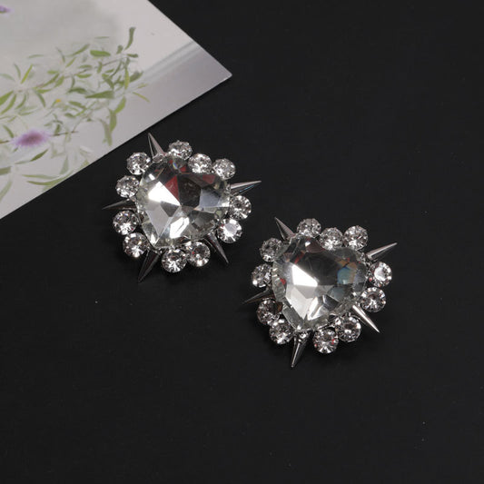 925 Silver Needle Heart Stud Earrings For Women