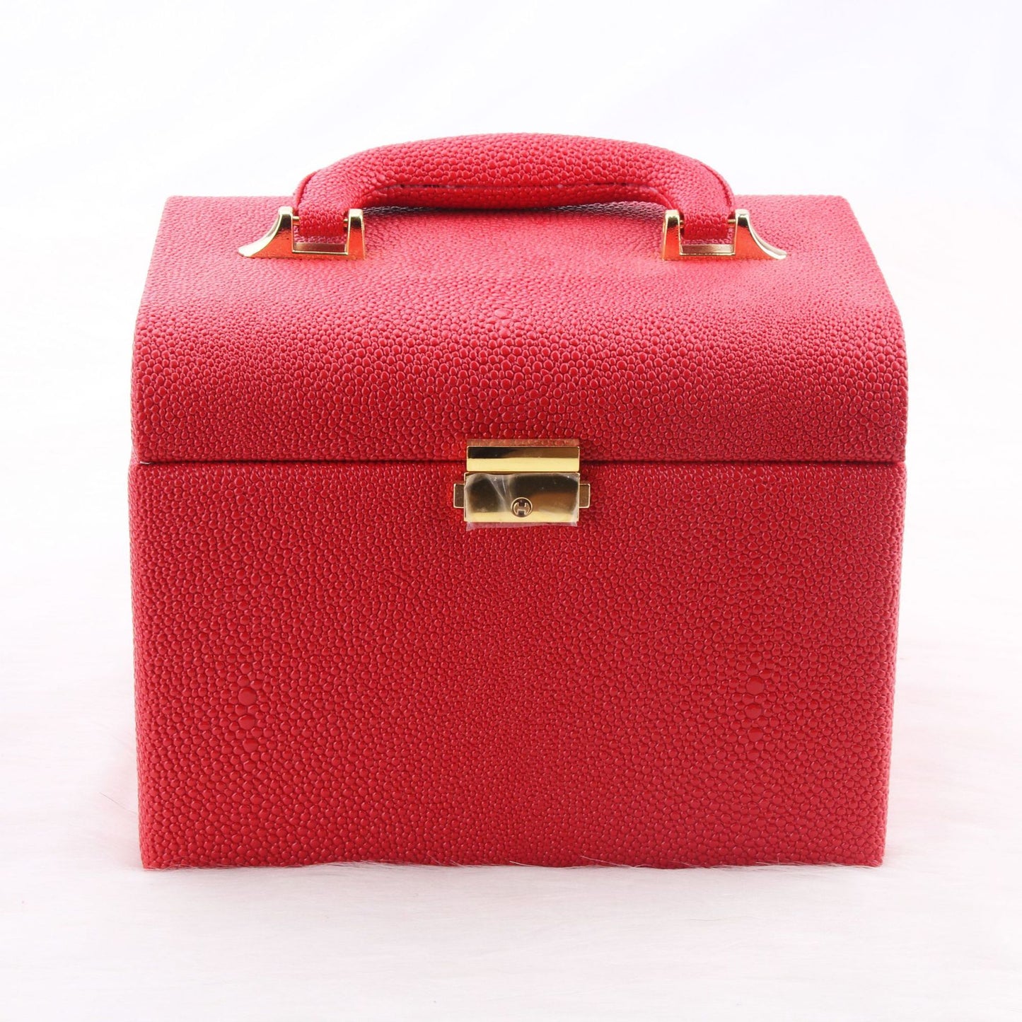 Cosmetic Storage Box Dustproof PU Leather Large Capacity Creative