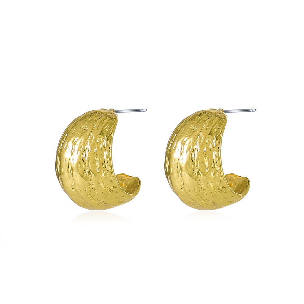 Exaggerated Pleated C-shaped Earrings For Women Retro Fashion Personality