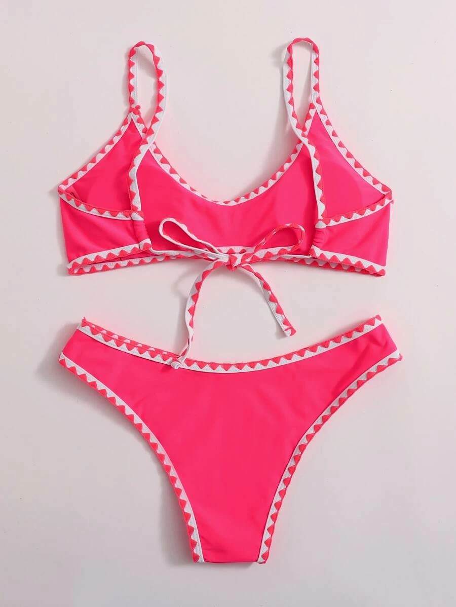 Bikini European And American Sexy Swimsuit Women's Solid Color Beach Bikini Swimwear