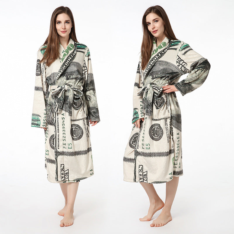 Home Furnishing Warm Nightgown Flannel Personalized Bathrobe