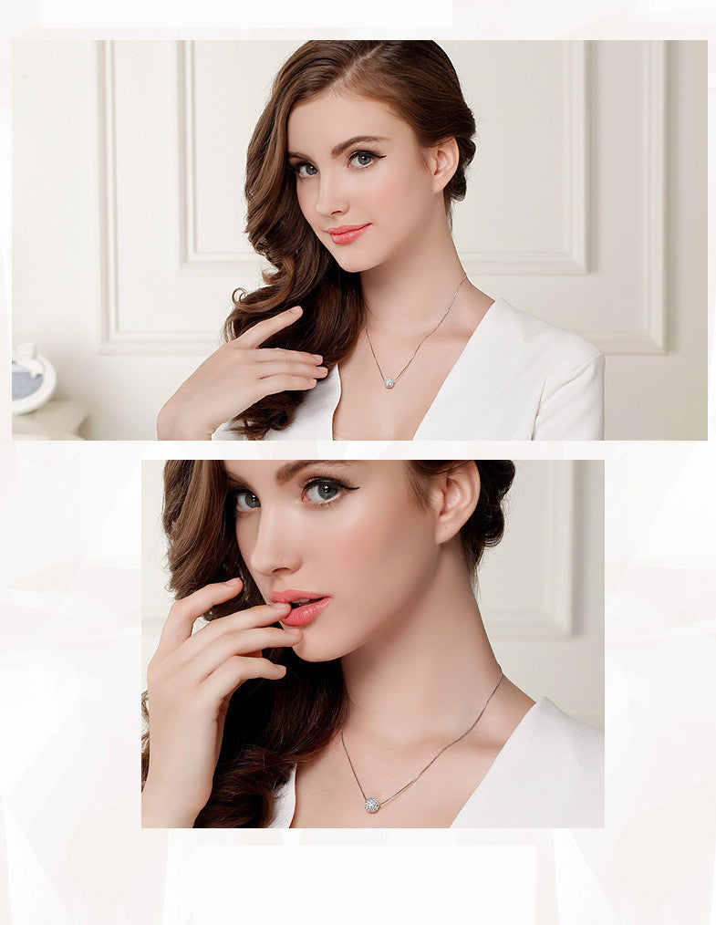 Fashion Full Diamond Round Necklace Women