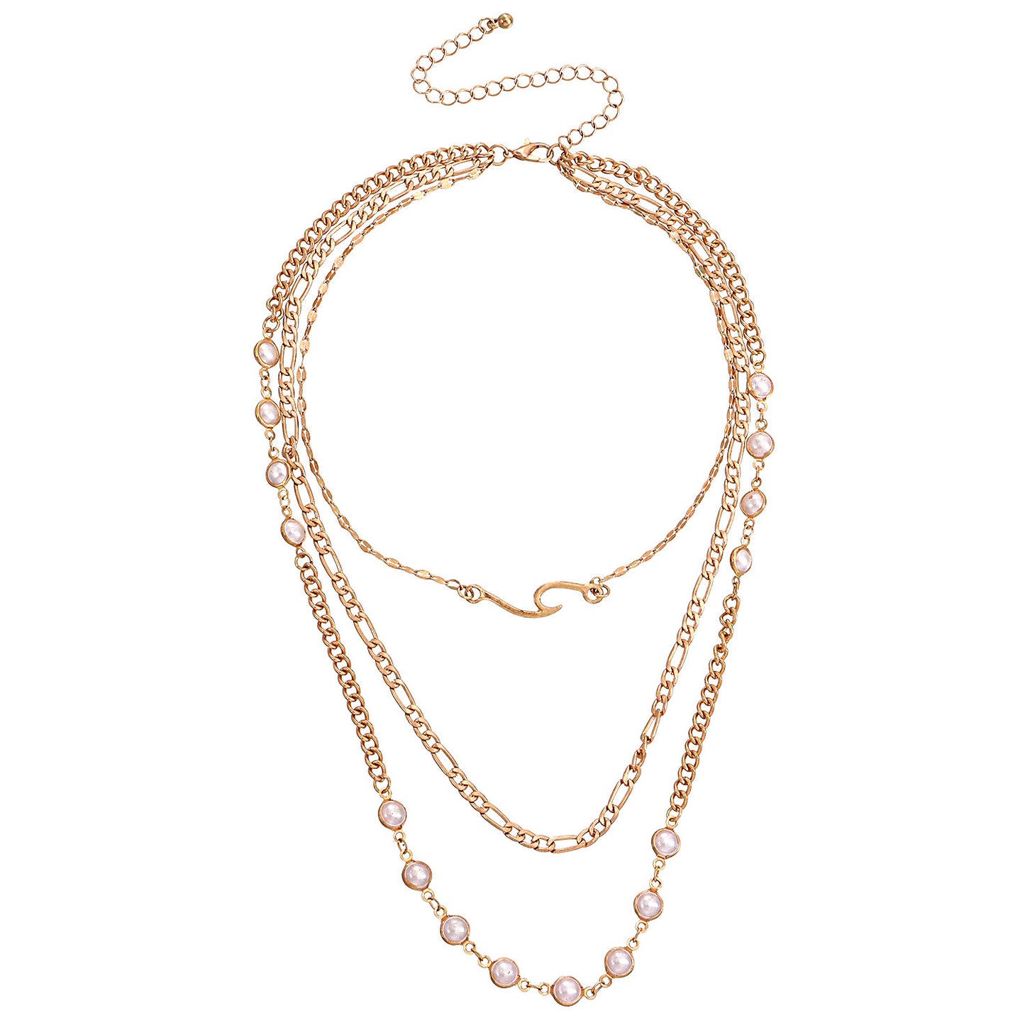 Multilayer Pearl Thin Chain Necklace Women