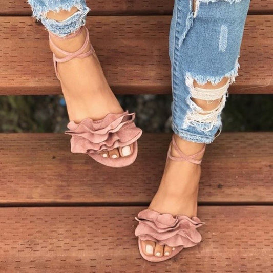 Fashion Plus Size Flower Flat Sandals Ladies Sandals